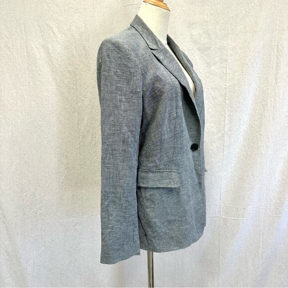 Lafayette 148 NY wool & linen black and white tweed single button blazer size 10 - Picture 7 of 15
